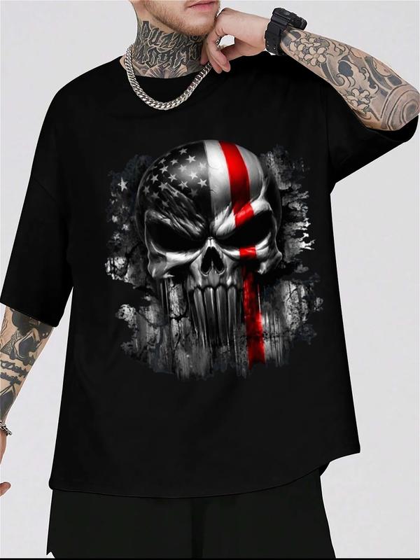
                  
                    "Patriotic Skull" American Flag Graphic Tee – Black Unisex T-Shirt
                  
                