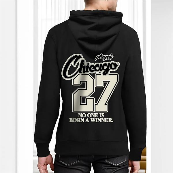 “Chiccigo 27” Motivational Hoodie – Black Unisex Pullover  Streetwear with Purpose