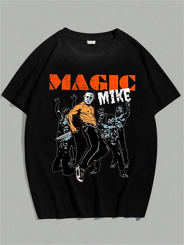 Back view of black T-shirt featuring a stylized American flag with a rifle overlay and bold text reading “Guns don’t kill people. Dads with pretty daughters do.”