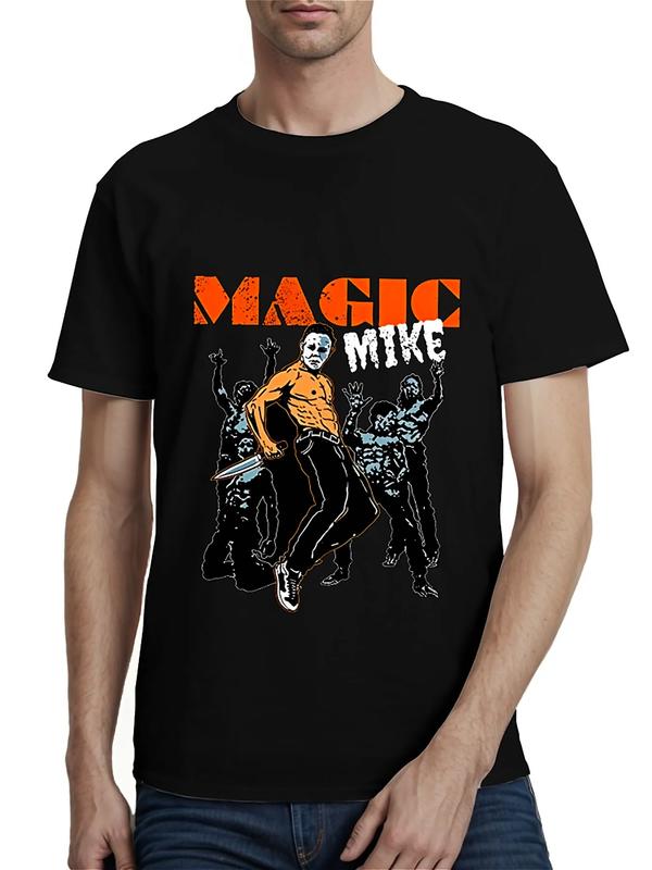 Back view of black T-shirt featuring a stylized American flag with a rifle overlay and bold text reading “Guns don’t kill people. Dads with pretty daughters do.”