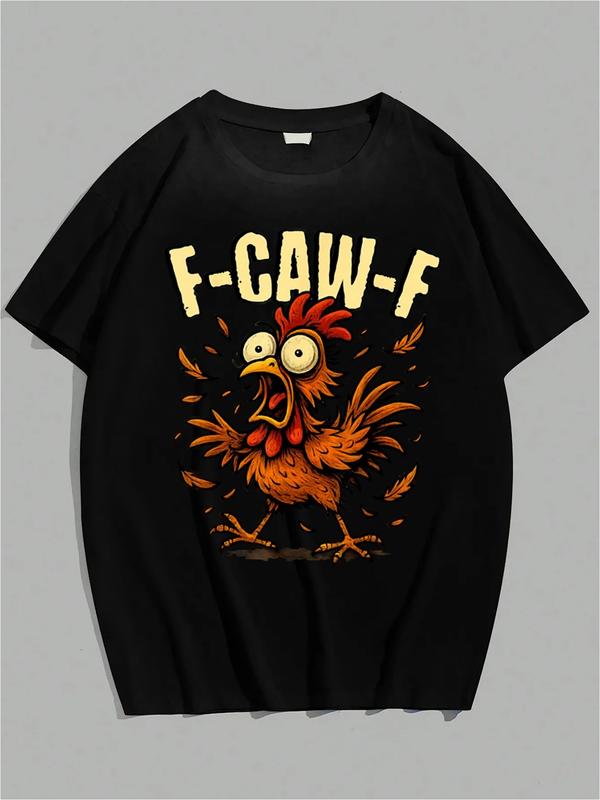 Funny Chicken Shirt – “F-CAW-F” Cartoon Graphic Tee for Adults