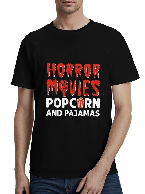 Horror Movies Shirt – “Popcorn and Pajamas” Halloween Movie Tees