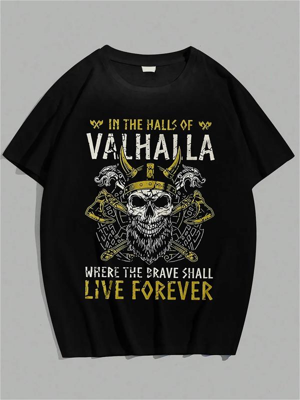 Valhalla Viking Skull Shirt – “Live Forever” Norse Warrior Tee