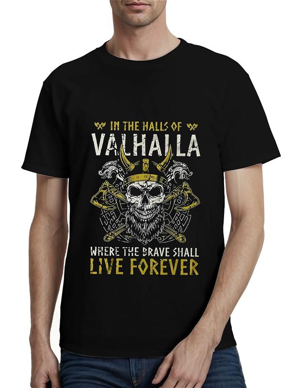 Valhalla Viking Skull Shirt – “Live Forever” Norse Warrior Tee