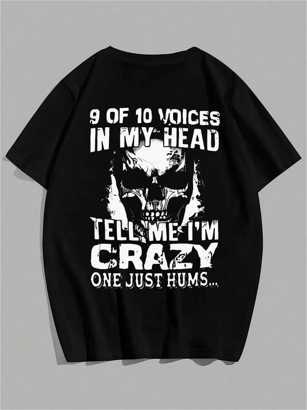 “Voices in My Head” Skull Graphic Tee – Black Unisex Shirt  Dark Humor Streetwear

