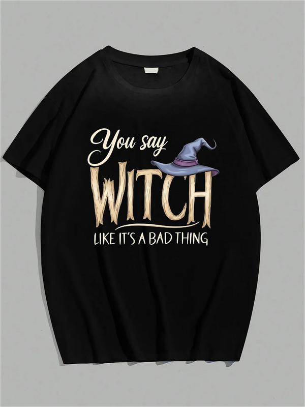 Black T-shirt with stylized text reading “You say WITCH like it’s a bad thing,” featuring a wood-textured font, witch hat on the letter “I,” and snowflake accents

📣 Social Caption (Optional)
Witch, please. 🧙‍♀️✨ This tee brings the sass and the spells—perfect for spooky season and beyond. #WitchVibes #HalloweenHumor #SpellboundStyle

Let me know if you want alternate mockups, bilingual versions, or bundled content for similar Halloween or fantasy-themed designs. I can also prep this for CSV import with a