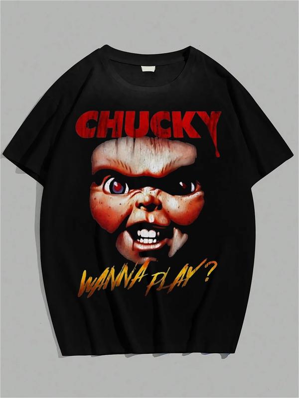 Chucky Horror Movie Shirt – “Wanna Play?” Graphic Tee for Adults