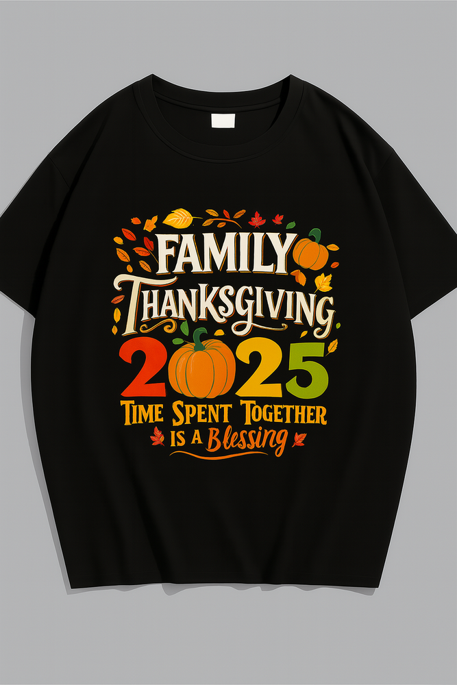 
                  
                    Family Thanksgiving Shirt – “Time Spent Together Is a Blessing” Fall Tee
                  
                
