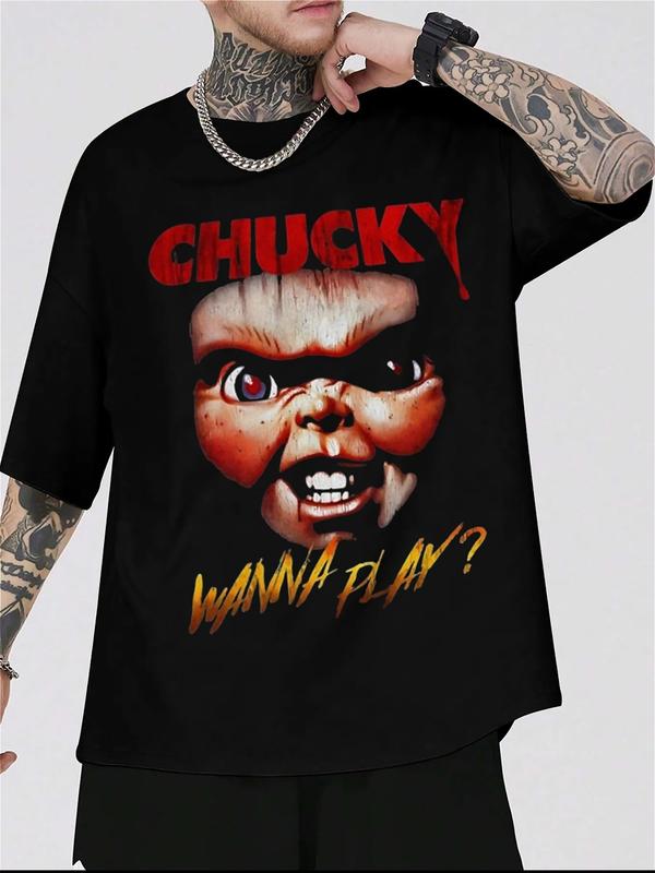 
                  
                    Chucky Horror Movie Shirt – “Wanna Play?” Graphic Tee for Adults
                  
                