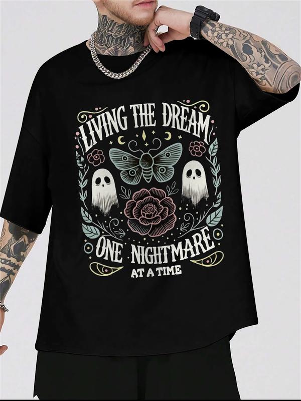 
                  
                    “Living the Dream” Gothic Butterfly & Ghost Tee – Unisex Black Graphic T-Shirt
                  
                