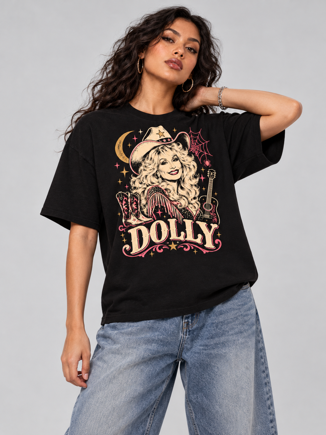Dolly Western Halloween Portrait Graphic Tee angle view