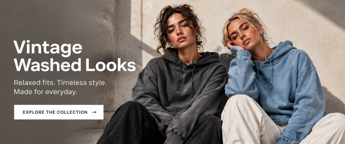 Streetwear editorial banner with visible upper-body garments