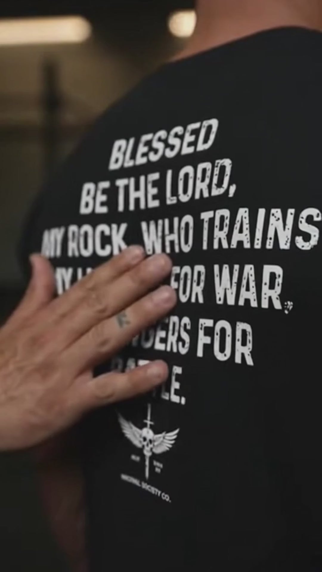 Men's Psalm 144:1 Religious Warrior Graphic T-Shirt, Christian Faith-Based Skull & Wings Tee, Unisex Bible Verse Casual Top, Blessed Be The Lord Faithwear Shirt