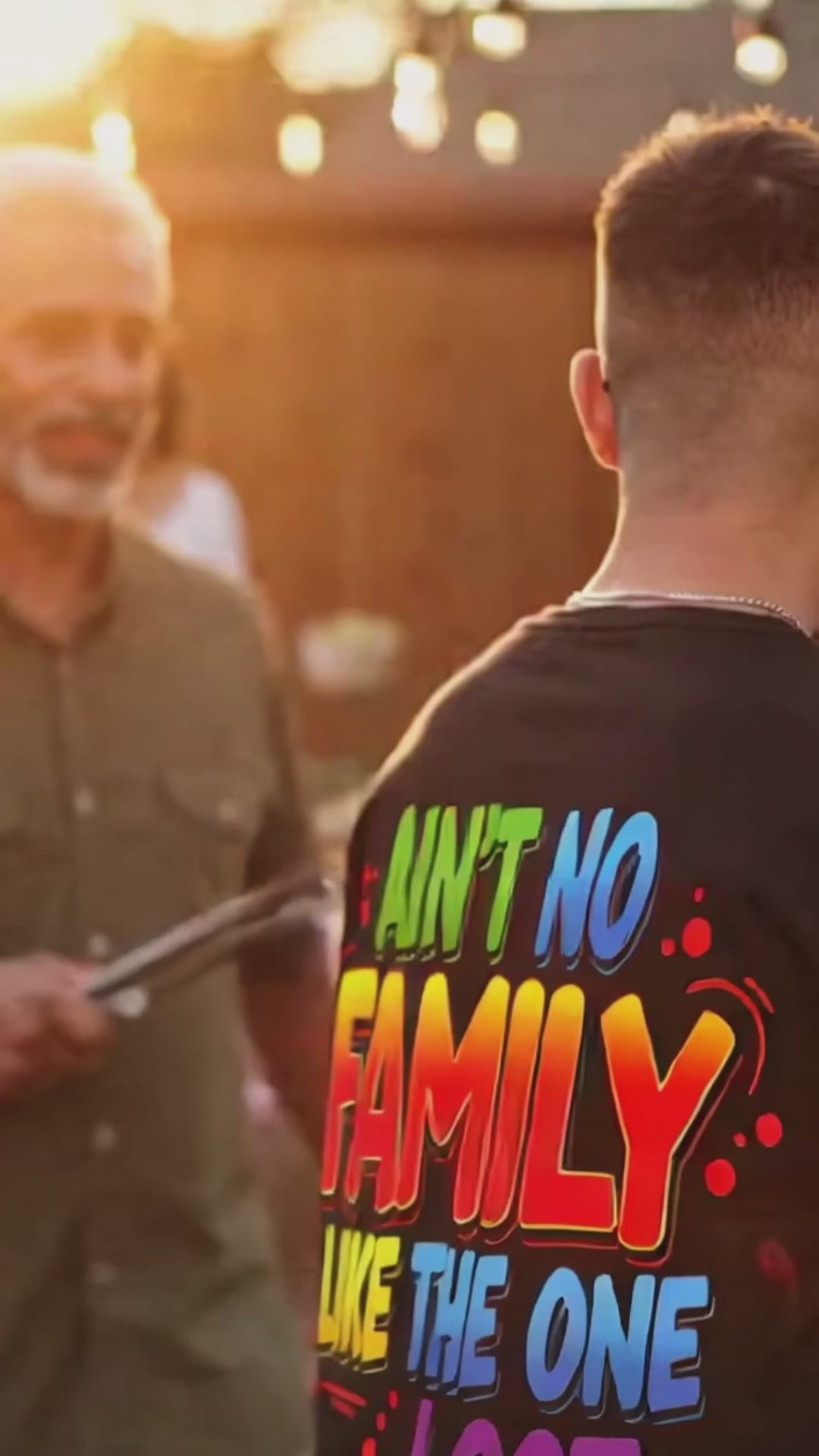 "Ain't No Family Like The One I Got" Back Print T-Shirt, Family Pride Graphic Tee, Men's Colorful Family Quote T-Shirt, Women's Casual Family Love Tee