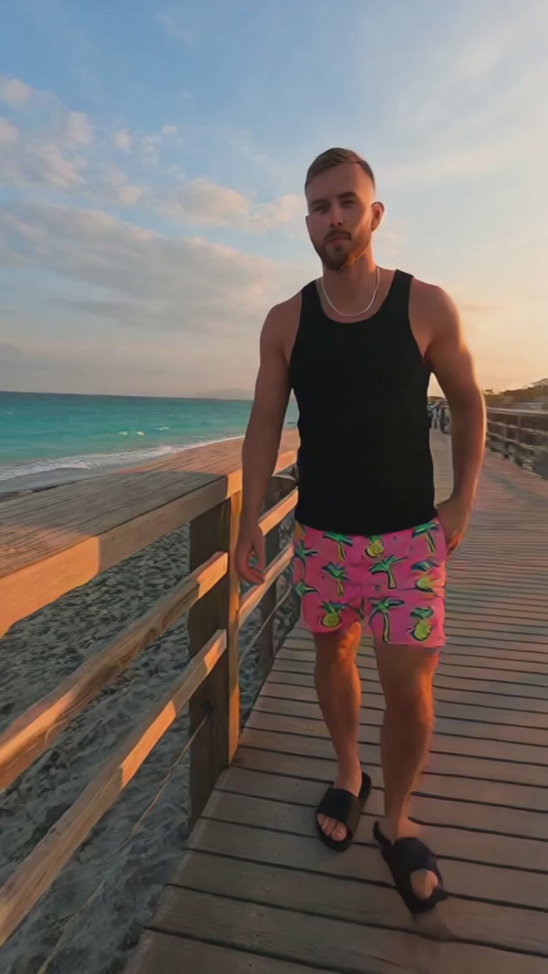 Pink Pineapple Palm Tree Hawaiian Beach Shorts, Tropical Fruit Board Shorts, Summer Tropical Swim Trunks, Hawaii Coastal Beach Swimwear