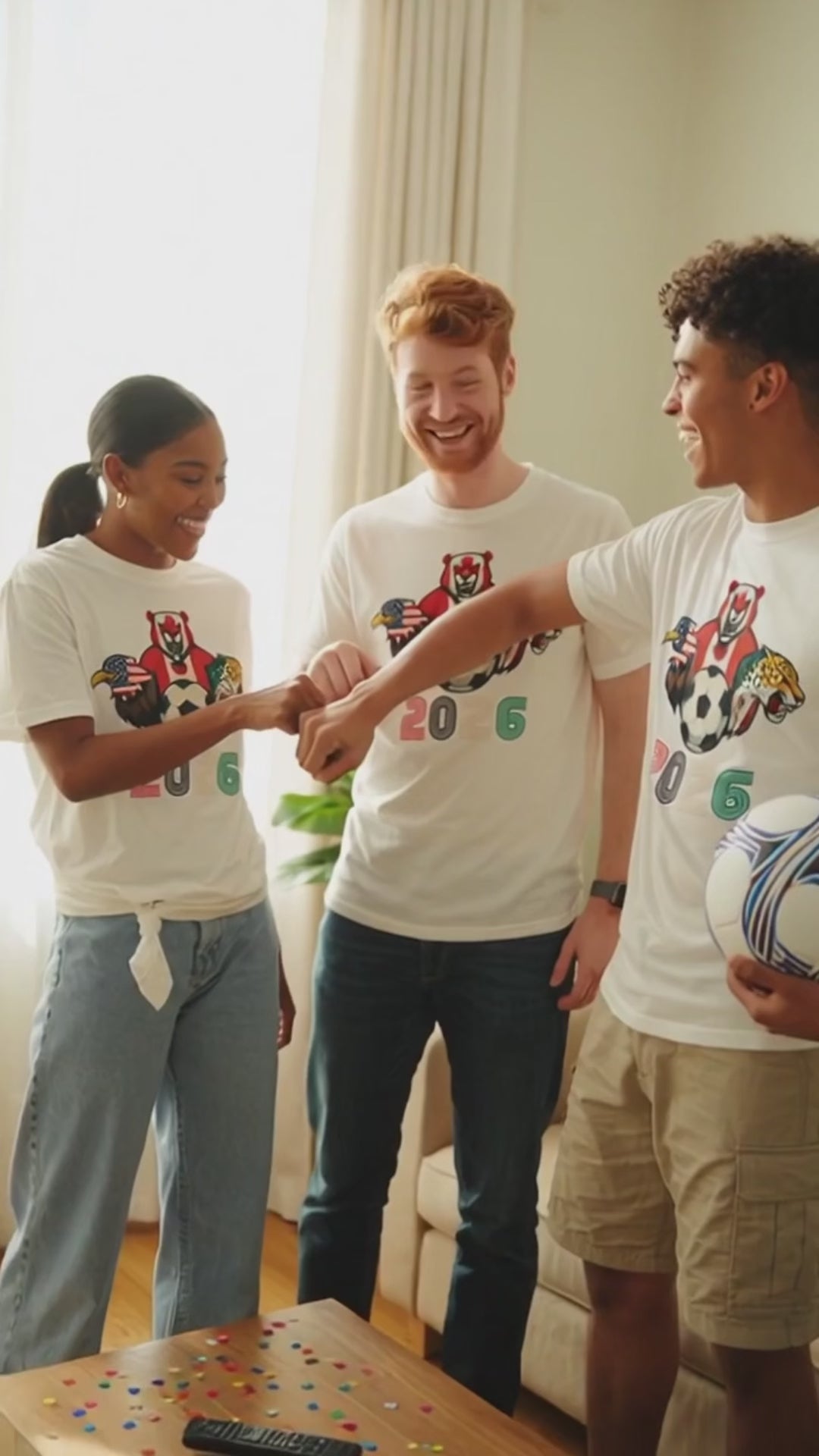 USA Canada Mexico Unity T-Shirt, Tri-Nation American Football Soccer Graphic Tee, US Mexico Canada Pride Casual Top, 2026 Continental Unity Sports Shirt