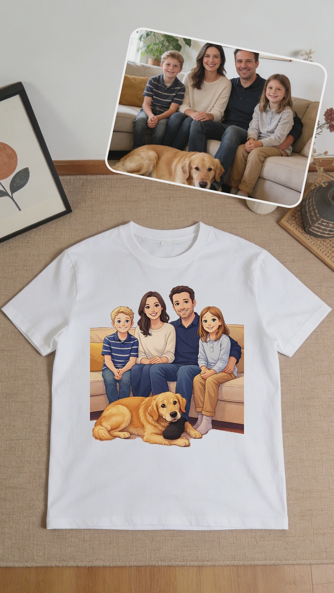 Custom Photo Upload Cartoon T-Shirt, Personalized Picture to Cartoon Tee, Custom Any Photo Portrait Shirt, Custom Cartoon Print T-Shirt, Personalized Photo Gift Tee