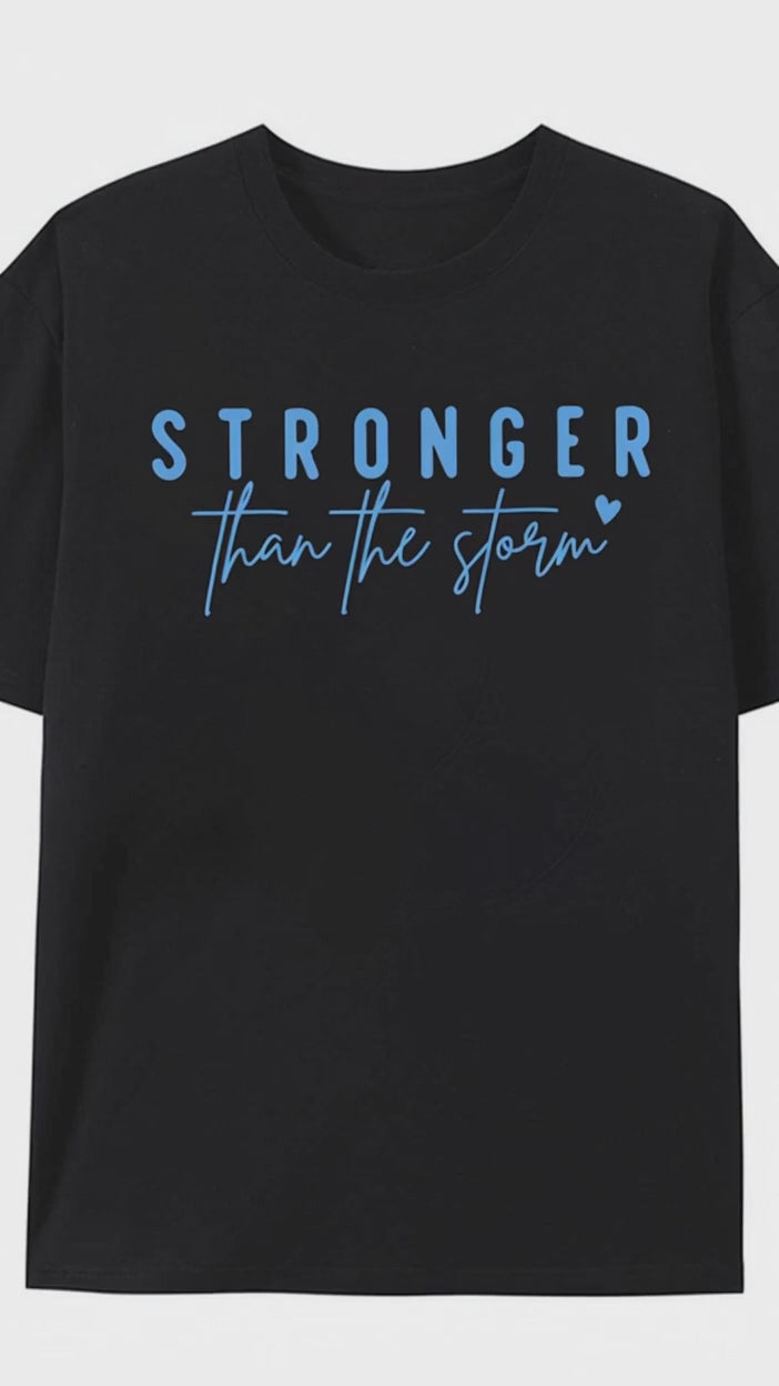stronger-than-the-storm-inspirational-graphic-tee-womens-black-cotton-motivational-quote-shirt

