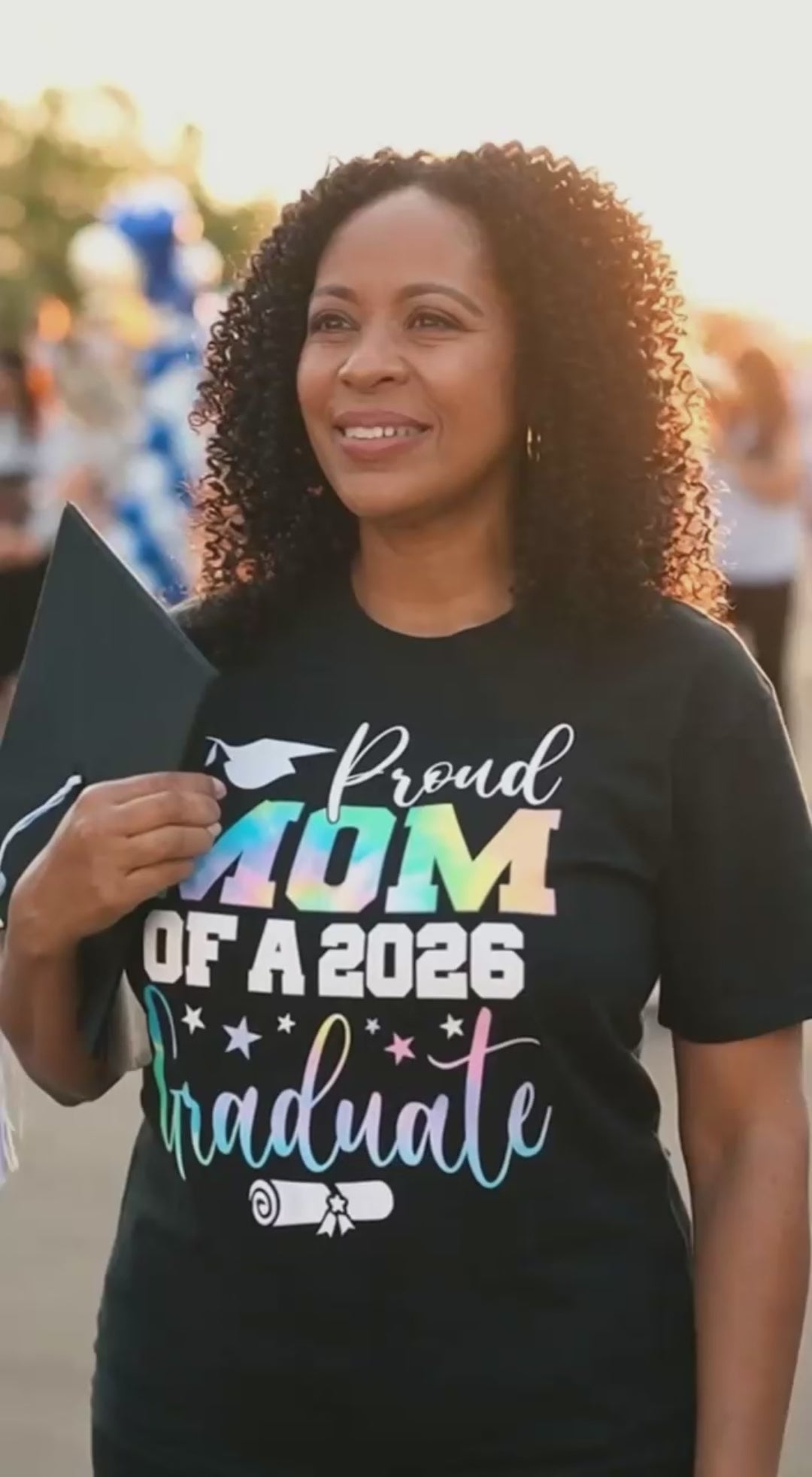Proud Mom of a 2026 Graduate T-Shirt, 2026 Graduation Mom Shirt, Graduation Gift for Mom, Class of 2026 Proud Mom Tee, Rainbow Tie-Dye Graduation Mom T-Shirt