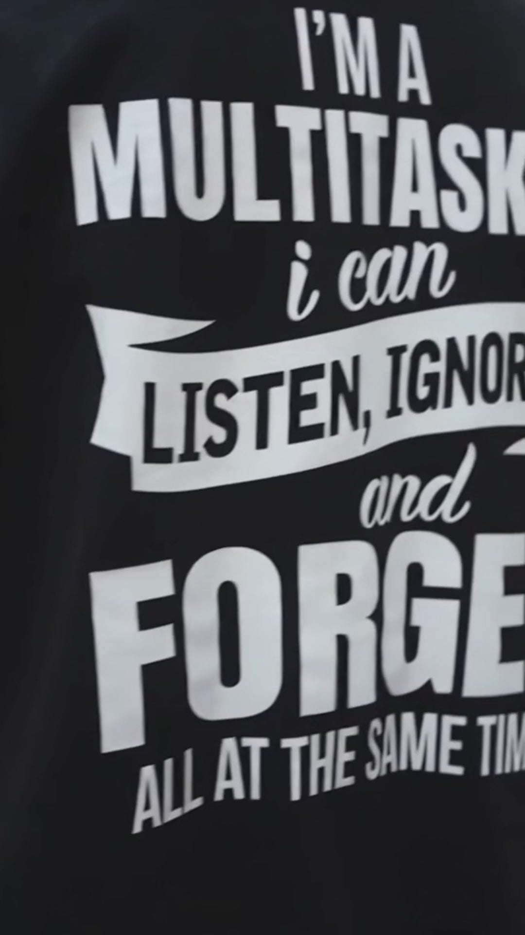 Men's "I'm A Multitasker" Funny Slogan Oversized T-Shirt, Black Humorous Quote Back Print Tee, I Can Listen Ignore and Forget Casual Top, Unisex Sarcastic Streetwear Shirt