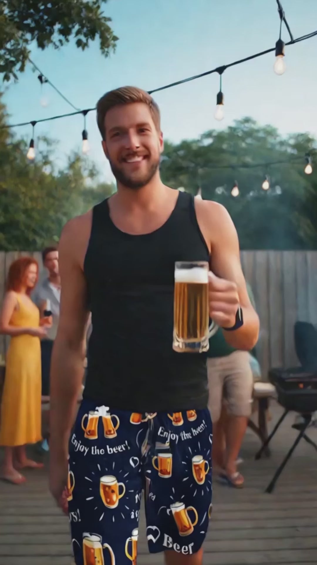 Beer Mug Cheers Print Beach Shorts, Enjoy The Beer Tropical Board Shorts, Beer Party Themed Swim Trunks, Summer Holiday Coastal Beach Swimwear