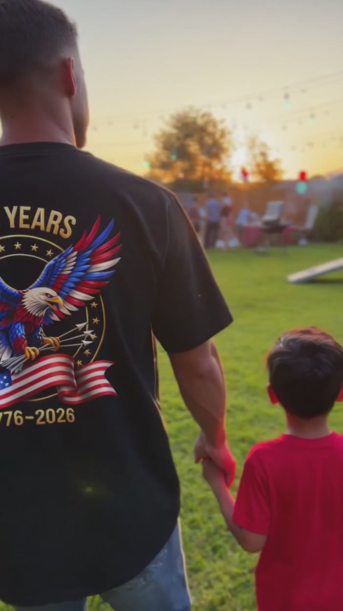 Men's US 250th Anniversary Eagle Graphic T-Shirt, Men's 1776-2026 American Eagle Black Tee, Men's USA 250 Years Patriotic Eagle T-Shirt, Men's American Flag Eagle 250th Anniversary Shirt