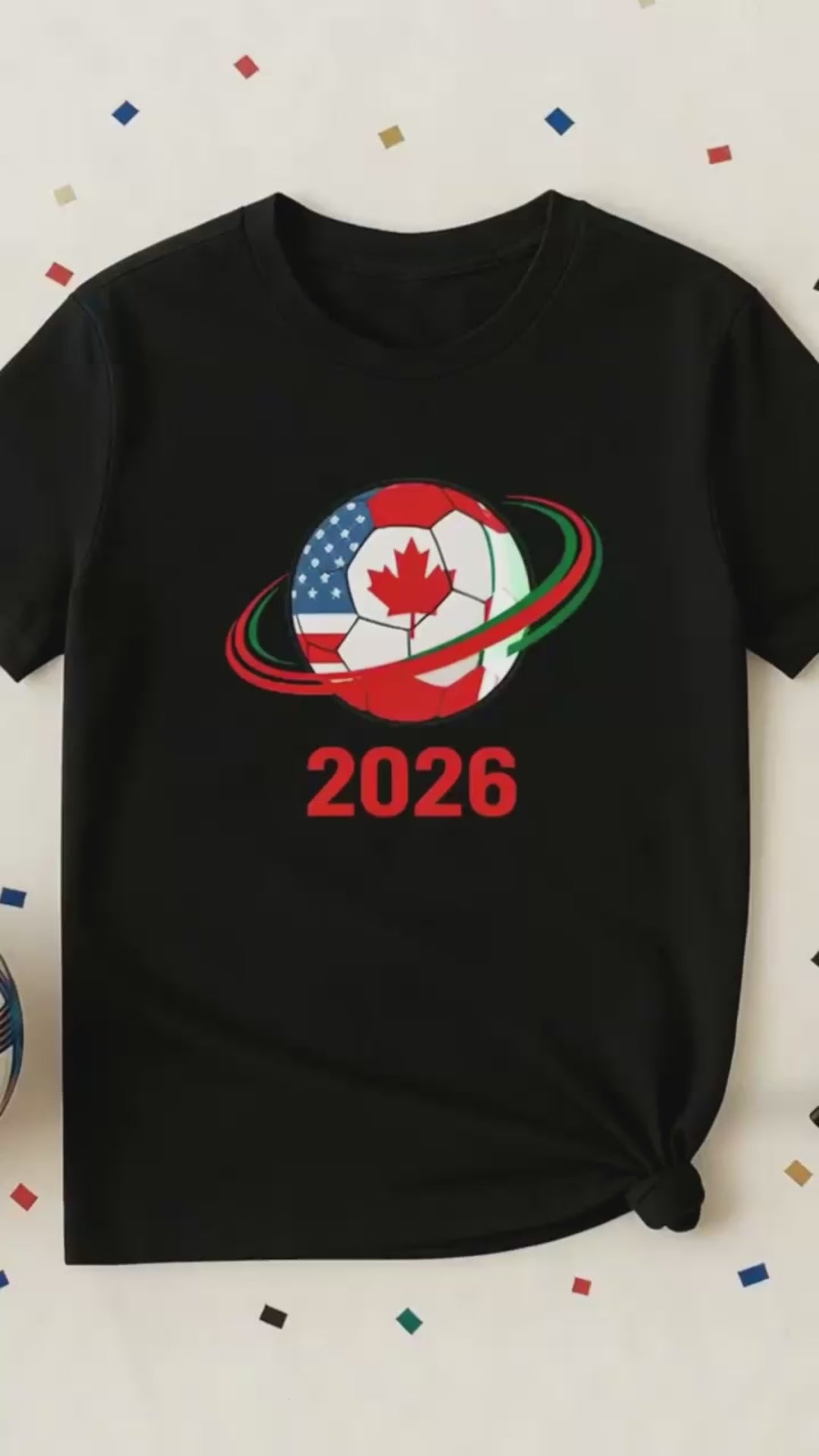 Men's 2026 North America Soccer Unity T-Shirt, Black USA Canada Mexico Flag Soccer Ball Tee, Unisex 2026 Continental Sports Graphic Top, Casual Cotton Soccer Fan Apparel