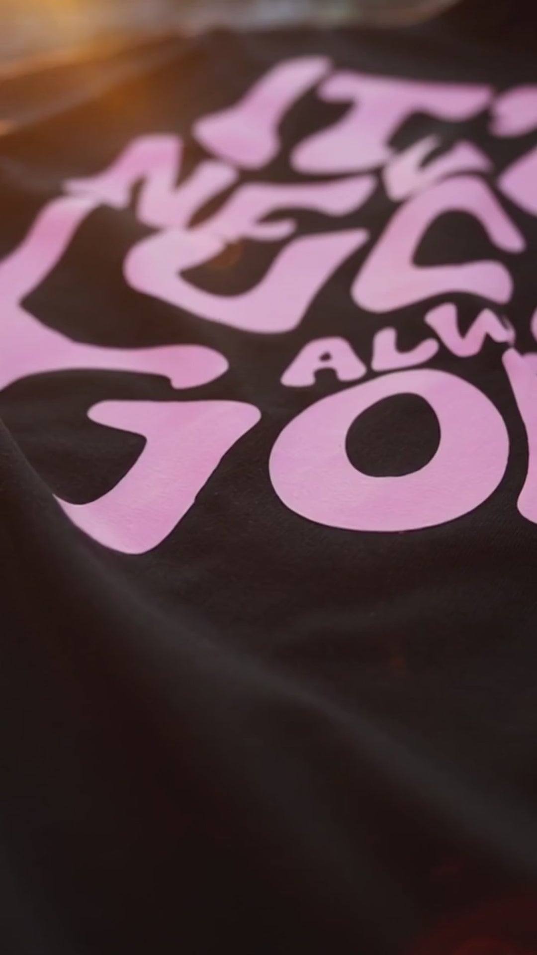Men's "It's Never Luck It's Always God" Oversized T-Shirt, Black & Pink Faith Slogan Back Print Tee, Christian Inspirational Typography Top, Unisex Religious Streetwear Shirt